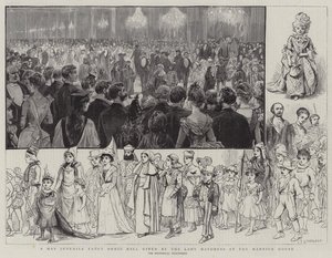 Een mei-jongerenbal met kostuums gegeven door de Lady Mayoress in het Mansion House door Charles J. Staniland
